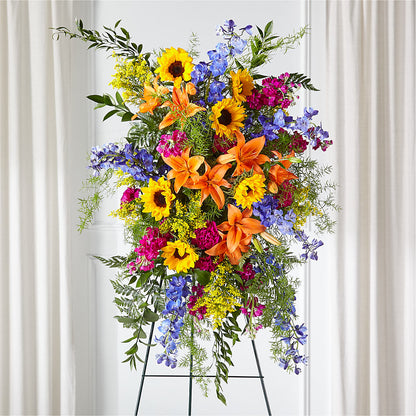 Sunlit Memories Standing Spray (Standard) – DIANA'S FLOWERS, Oak Hills CA