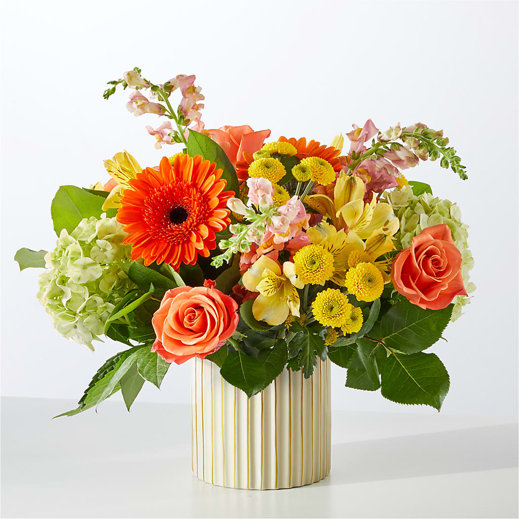 Autumn Sunshine Bouquet with Ivory Vase – DIANA'S FLOWERS, Oak Hills CA