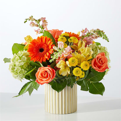 Autumn Sunshine Bouquet with Ivory Vase – DIANA'S FLOWERS, Oak Hills CA