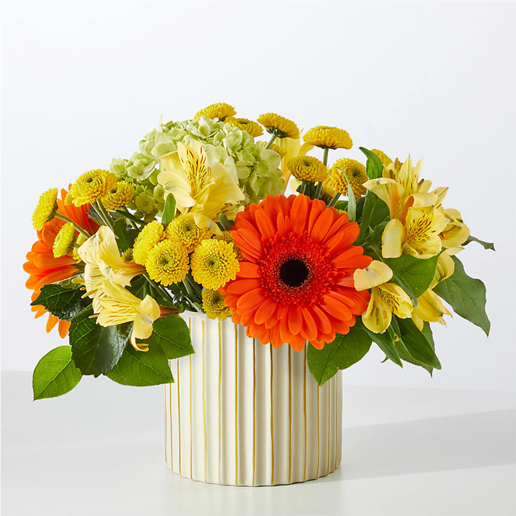 Autumn Sunshine Bouquet with Ivory Vase – DIANA'S FLOWERS, Oak Hills CA