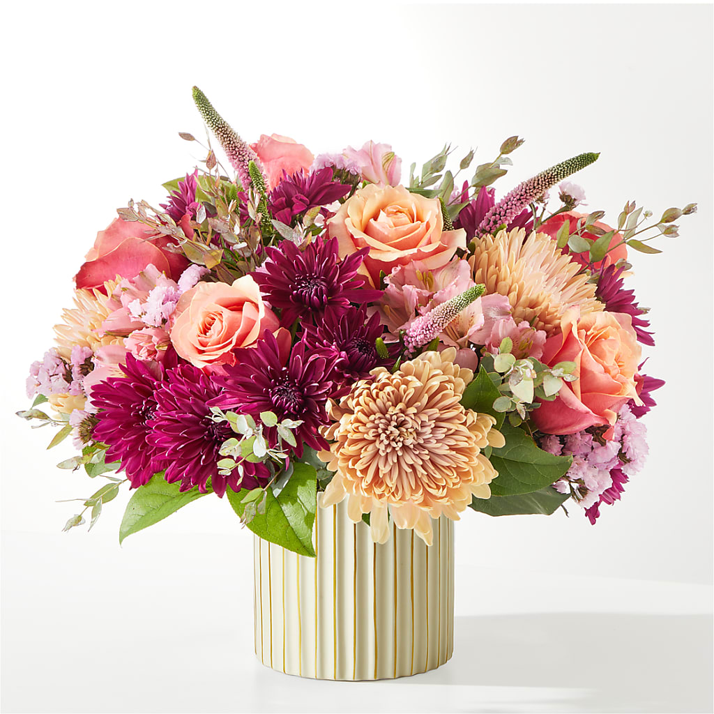 Berry Cobbler Bouquet with Ivory Vase – DIANA'S FLOWERS, Oak Hills CA