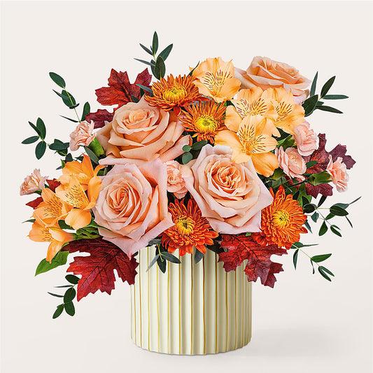 Spiced Latte Bouquet with Ivory Vase – DIANA'S FLOWERS, Oak Hills CA